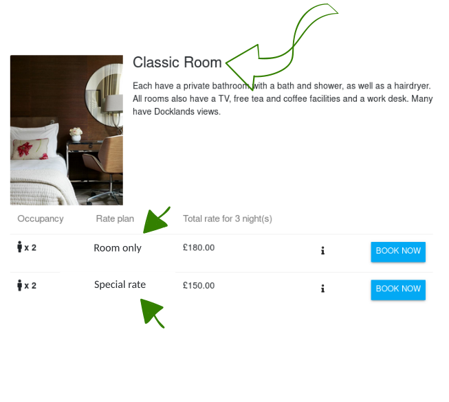Assign multiple room rates for each room in browser screenshot
